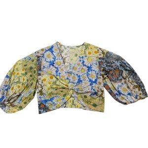 Zara Floral Boho Knotted Crop Top